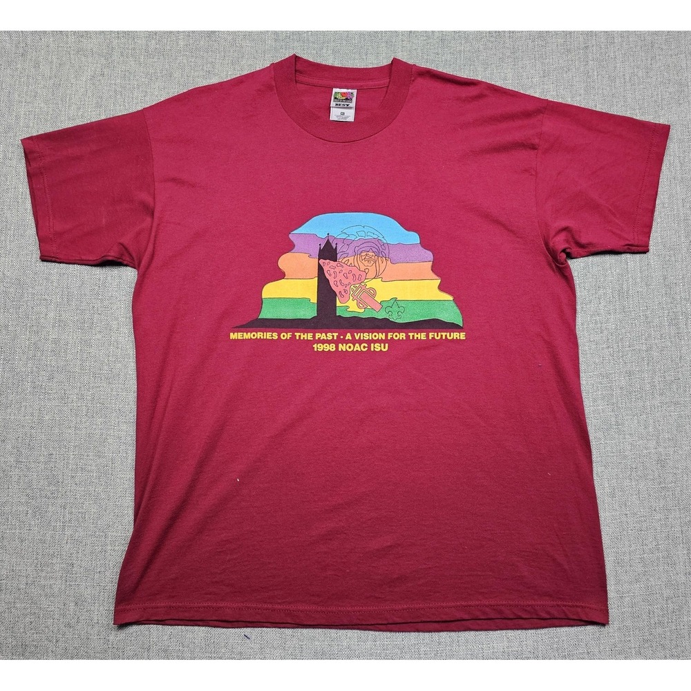 VINTAGE NOAC Shirt Mens XL Red 1998 Iowa State Boy Scouts Graphic Tee 90s